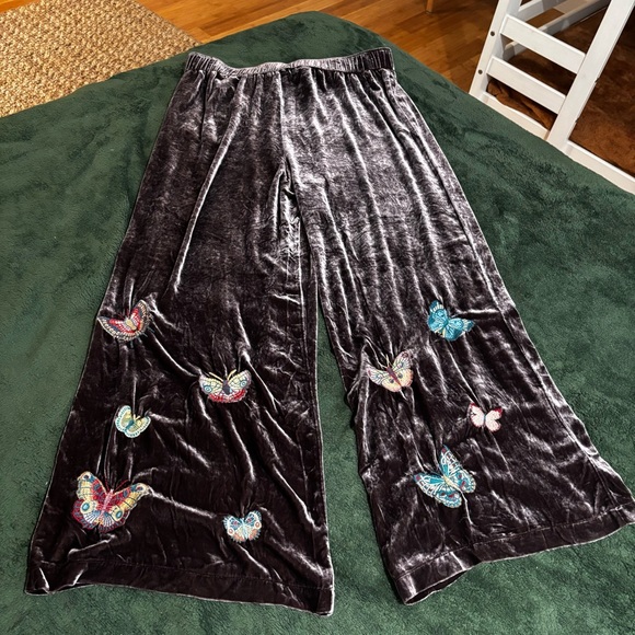 Johnny Was Brown Wide Leg Pants with Butterfly Embroidery - Picture 5 of 6